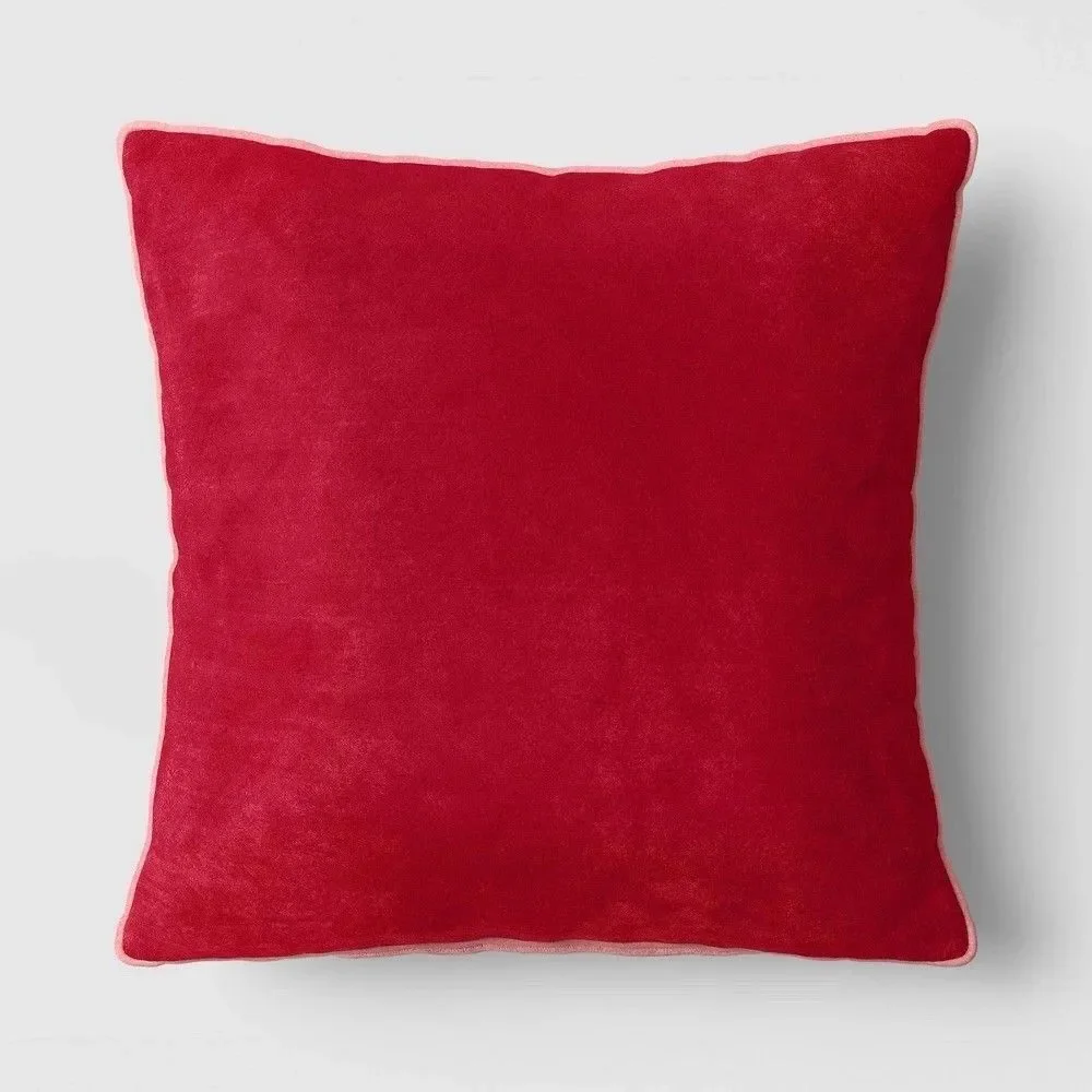Threshold™ 18x18 Reversible Velvet Throw Pillow Pink Fuchsia Soft Accent Decor